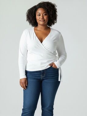 Georgette Women's White Wrap V-Neck Sweater